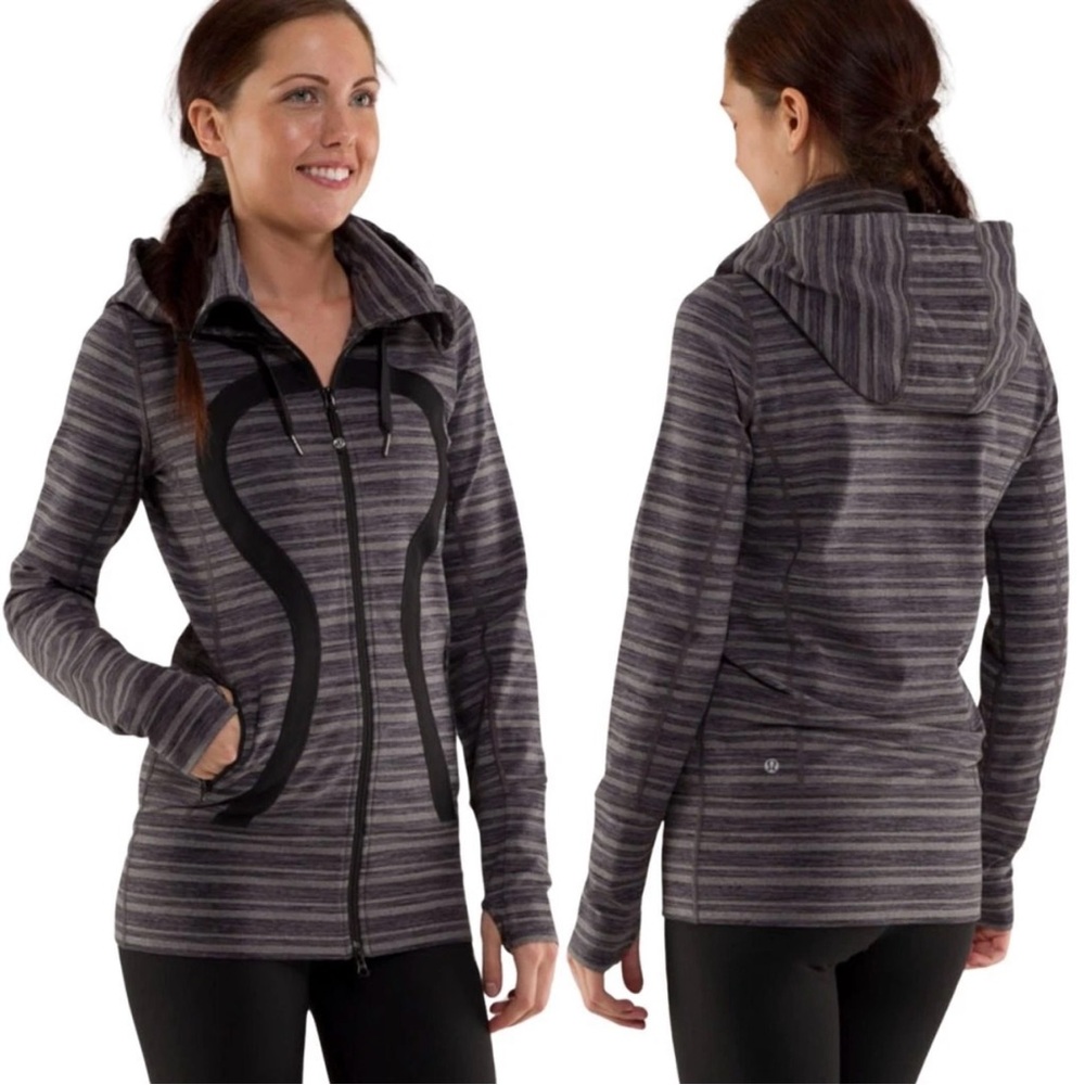 lululemon athletica Gray Striped hooded Jacket
